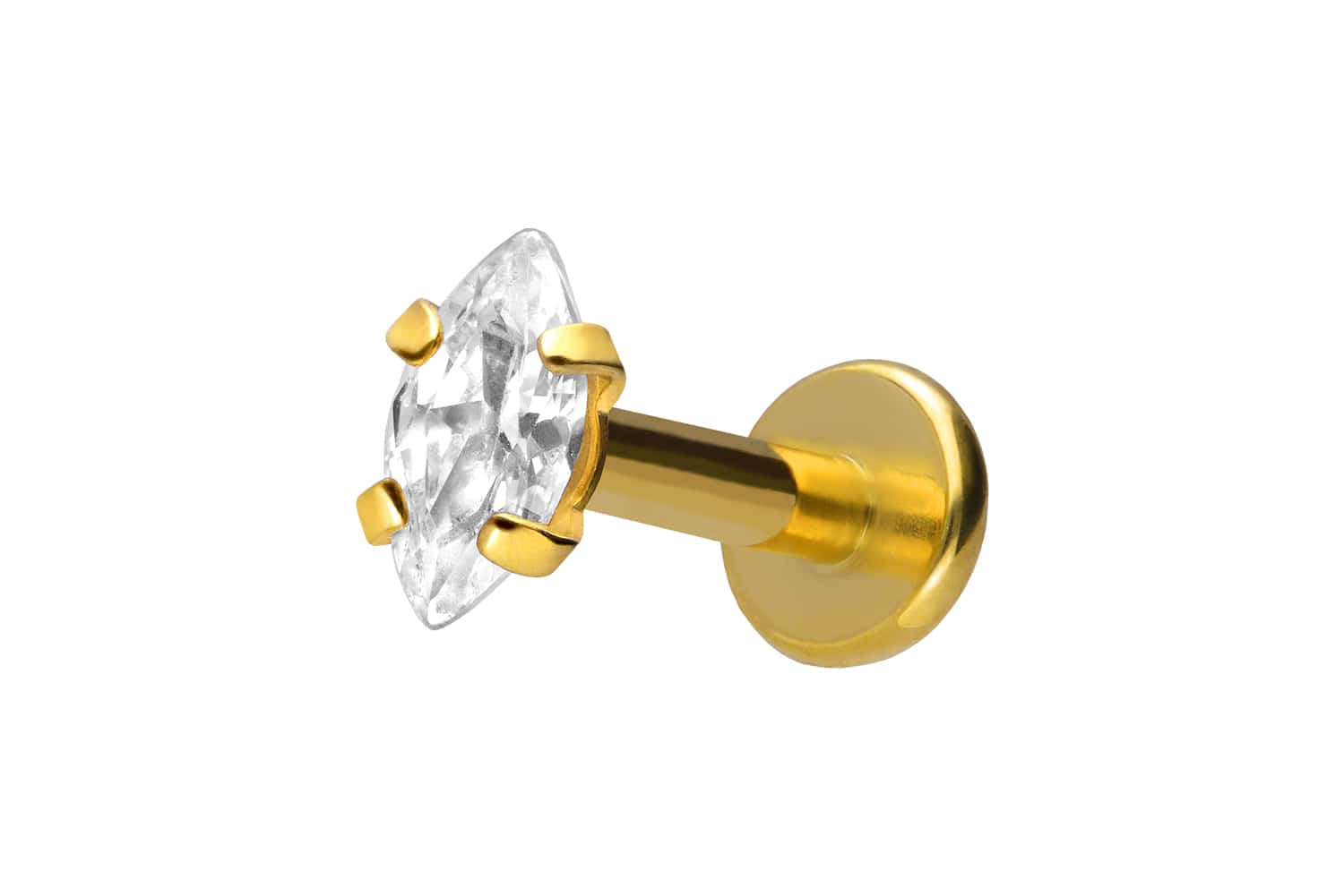 Titan Labret Piercing mit Innengewinde EINGEFASSTER KRISTALLTROPFEN